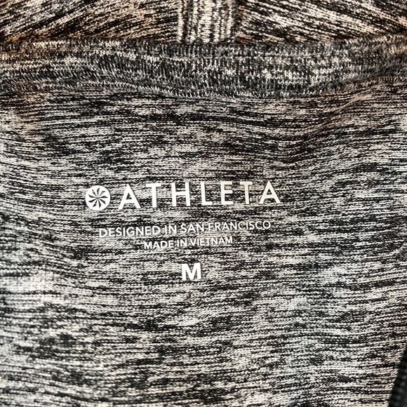 Athleta Hoodie Womens Medium Gray Space Dye Slit Long Sleeve Drawstring Pullover - Picture 6 of 15